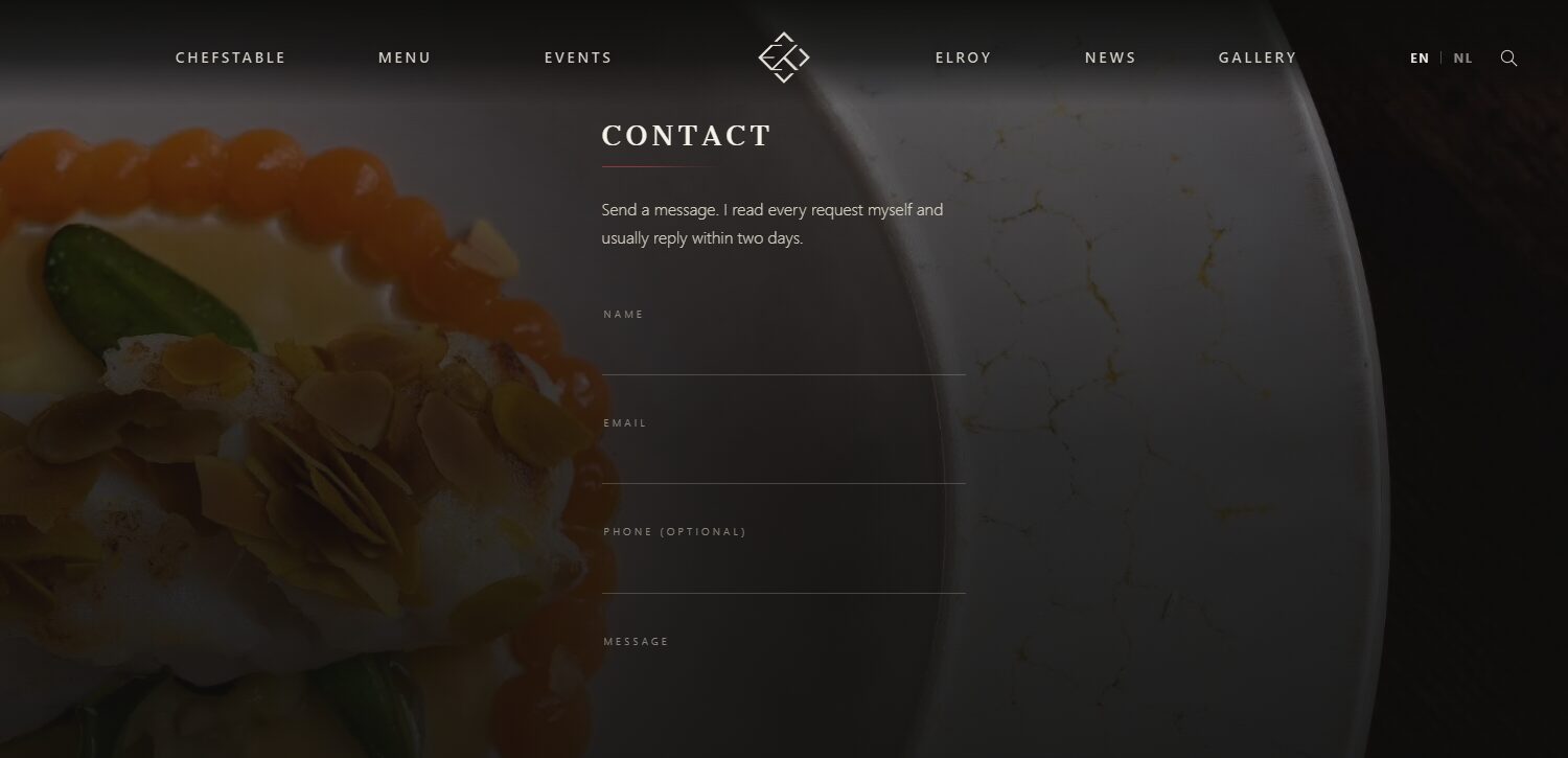 Contactpagina van de website van My Personal Creations