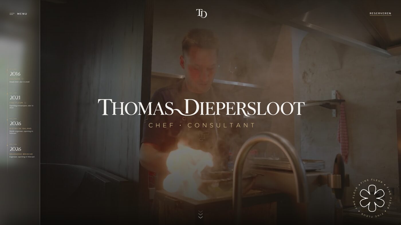 Homepage van de website van Thomas Diepersloot