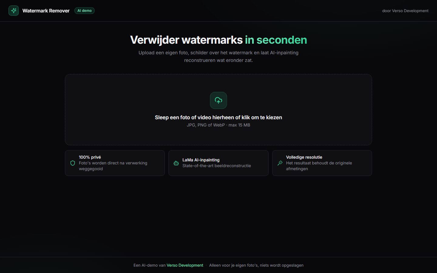 Watermark Remover startscherm